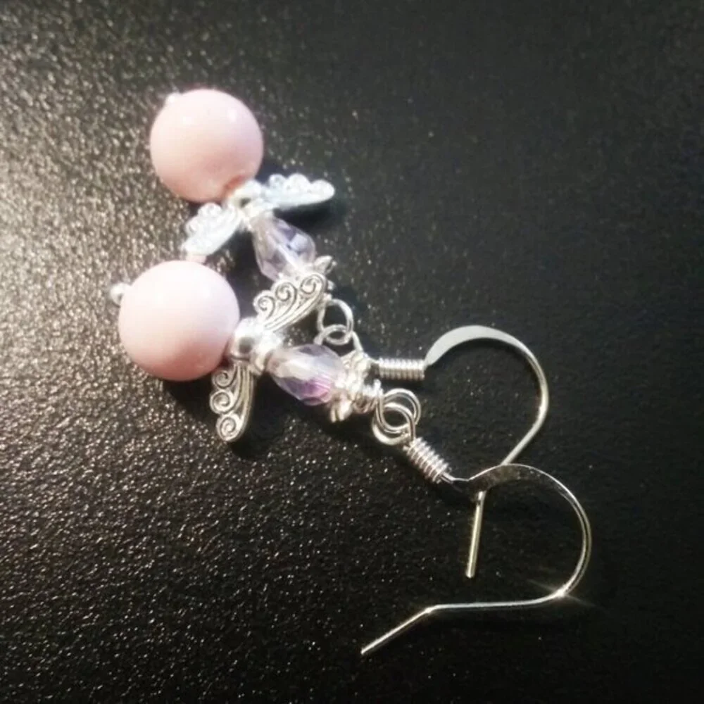 Cute Guardian Angel Earrings! Pink Angels Wings! Playful Blessings for any Age!